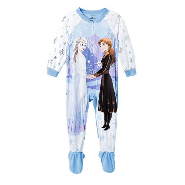 Disney Frozen Girls 2 Pc Fleece Footed Blanket Sleeper Winter Theme